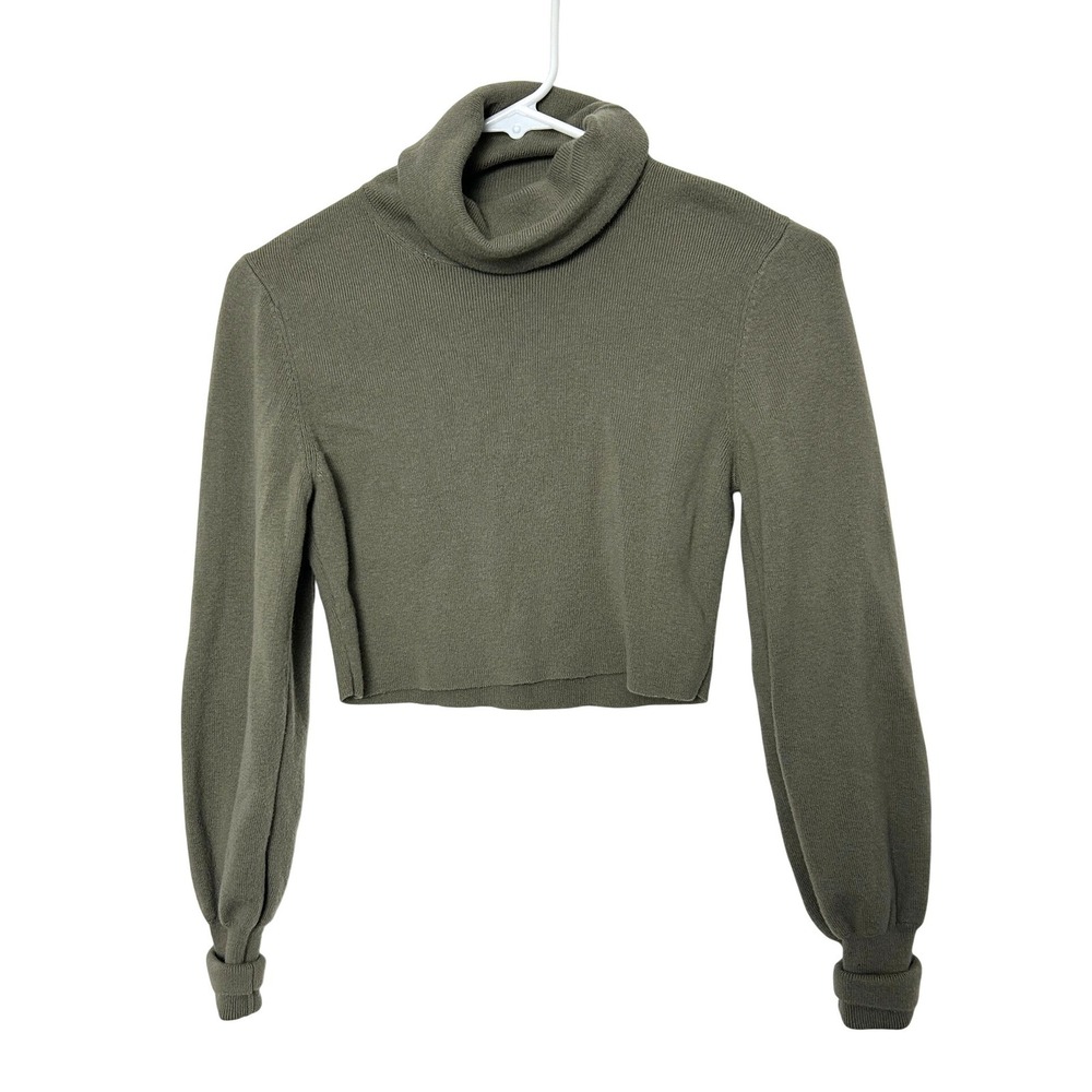 Aritzia Wilfred Rebecca Sweater Turtleneck Crop Top Size XS Green Olive AS IS